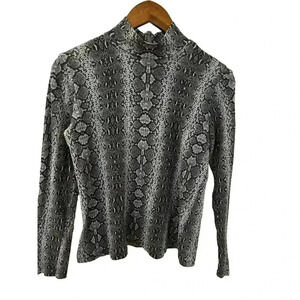 Rebecca Taylor Mock Neck Snake Skin Print Top Size S